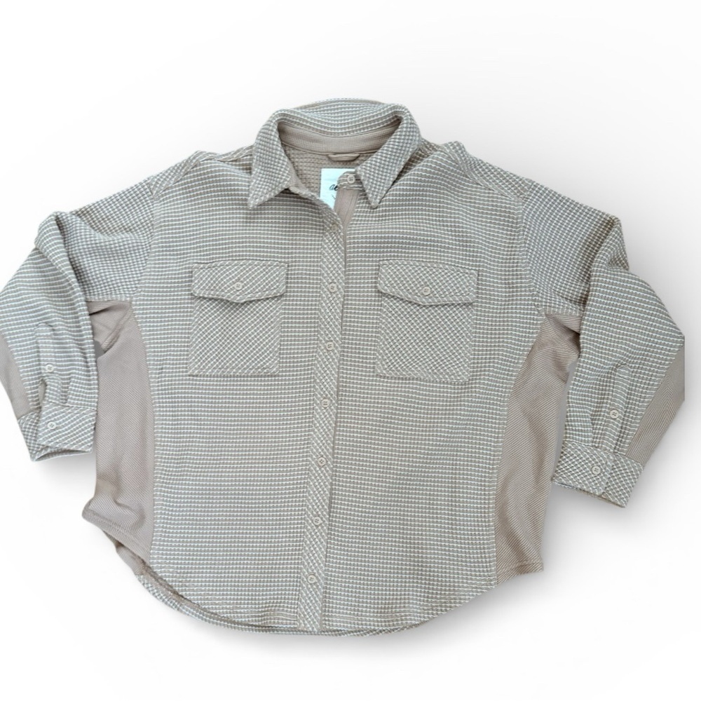 Aerie Oversized Waffle Knit Button-Front Top, Size Small